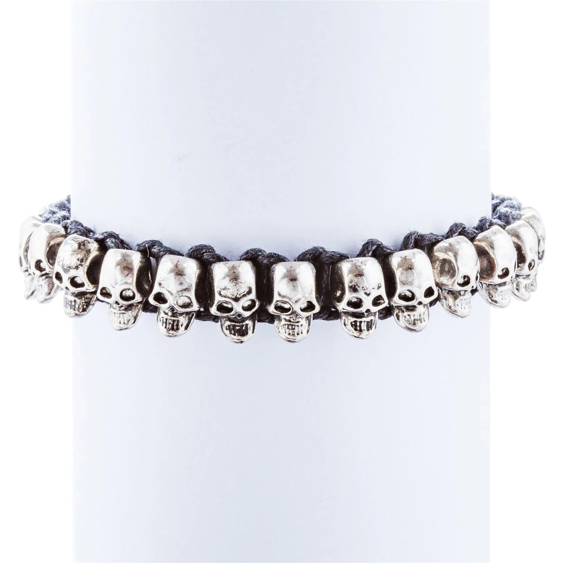 Halloween Costume Jewelry Skull Charms Braided Adjustable Bracelet