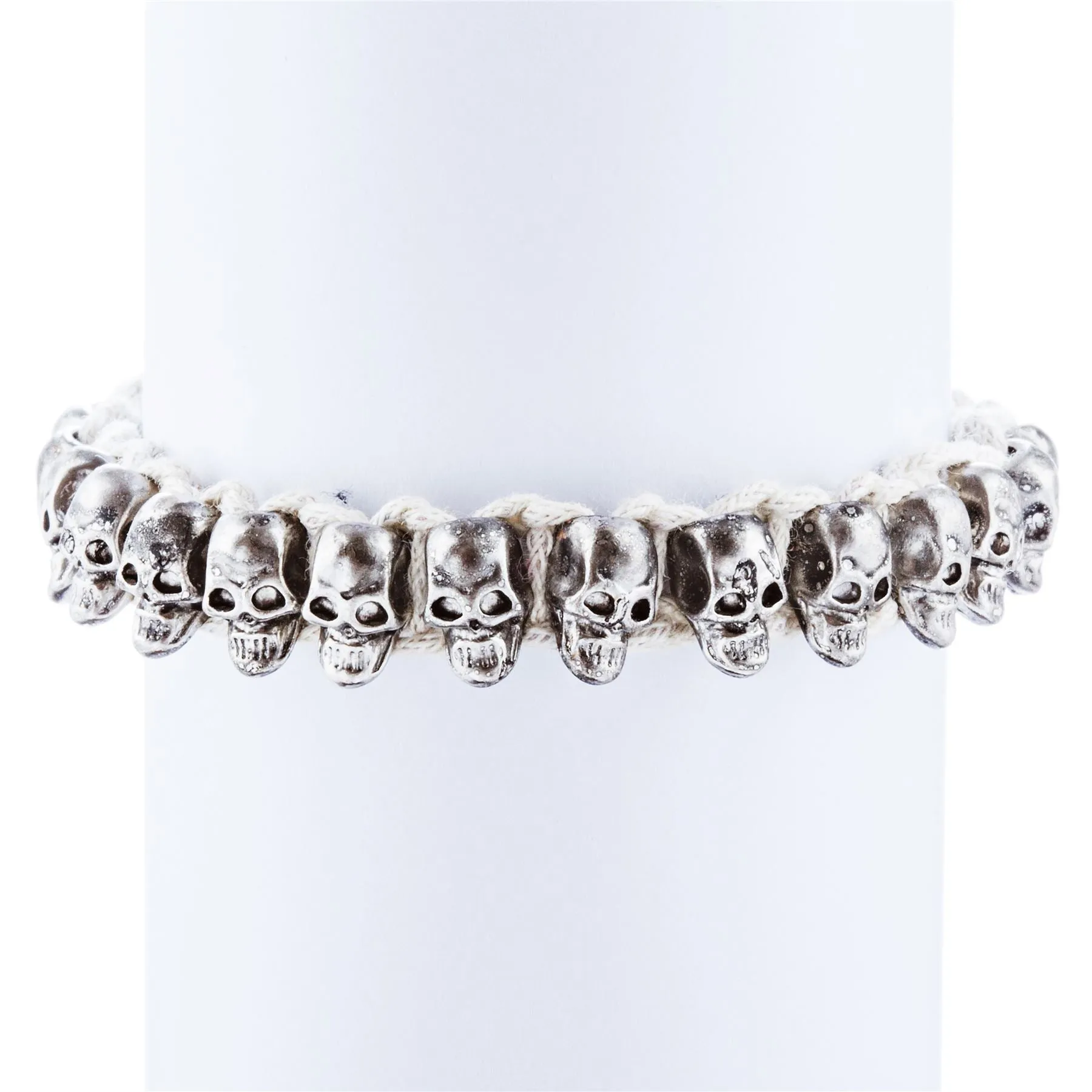 Halloween Costume Jewelry Skull Charms Braided Adjustable Bracelet