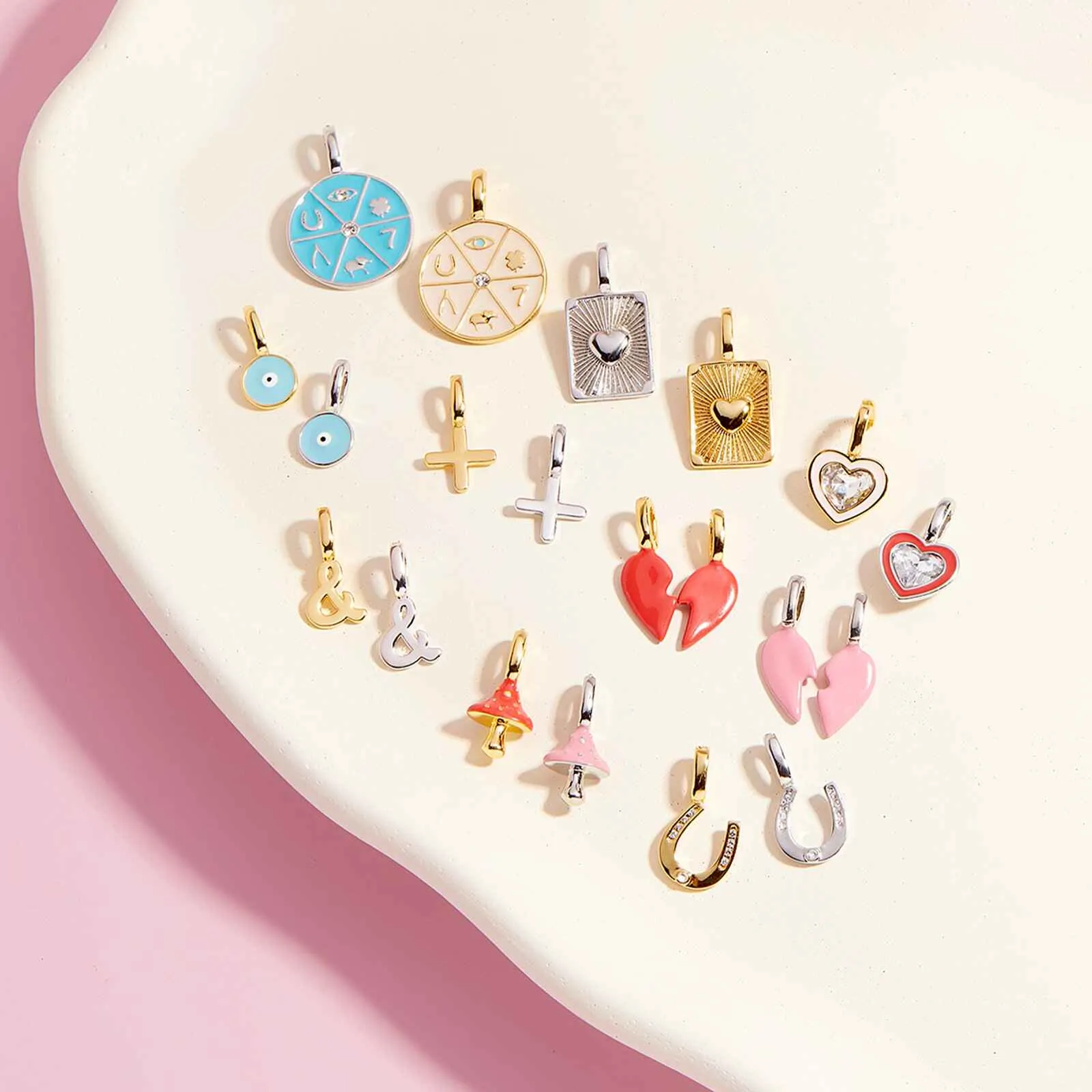 Harper Enamel BFF Heart Charm Set