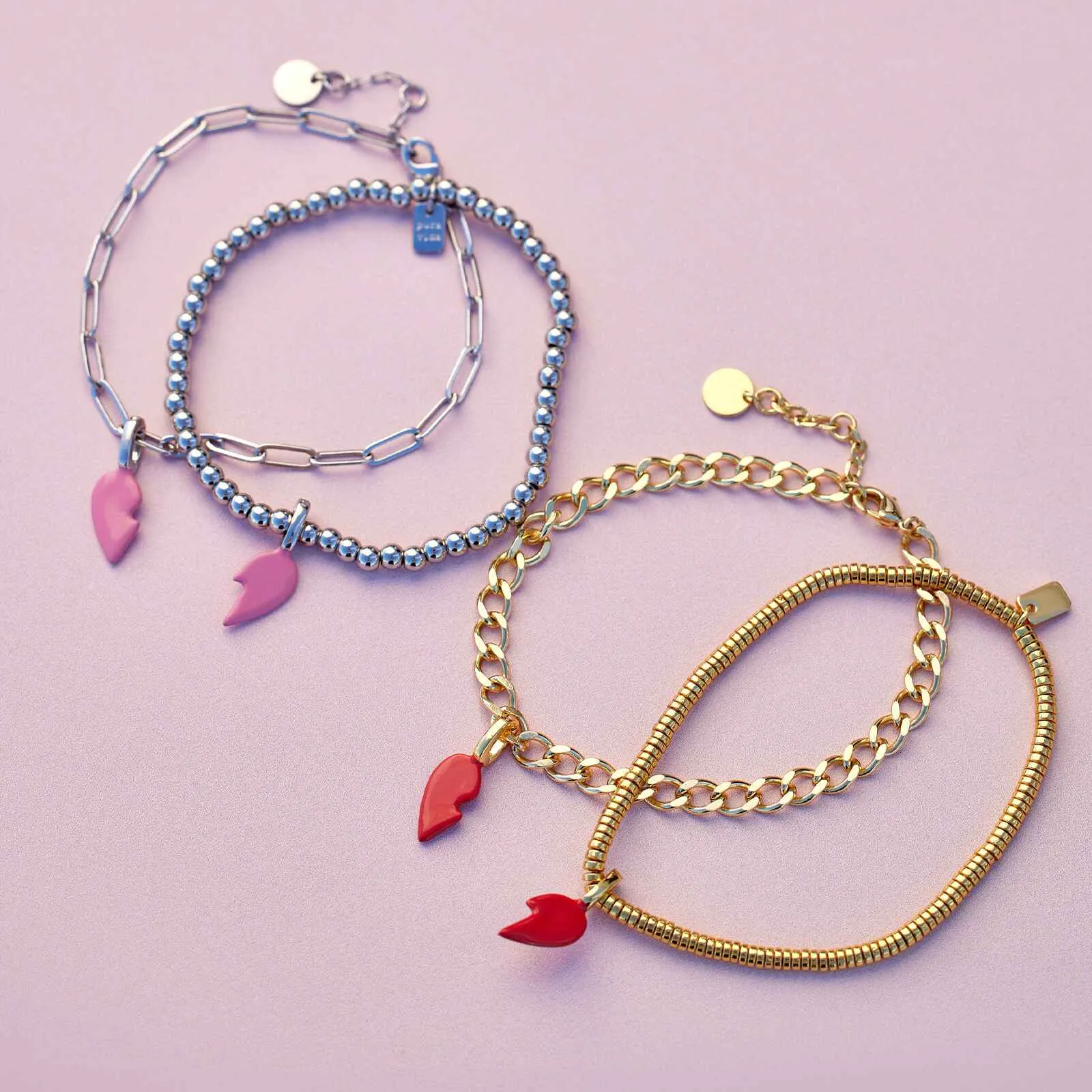 Harper Enamel BFF Heart Charm Set
