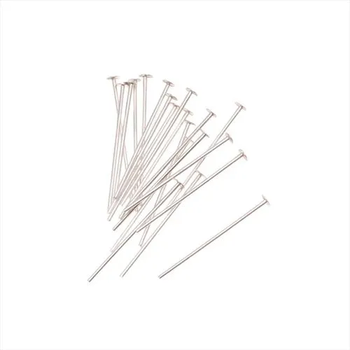 Head Pins, 1/2 Inch Long and 26 Gauge Thick, Sterling Silver (20 Pieces)