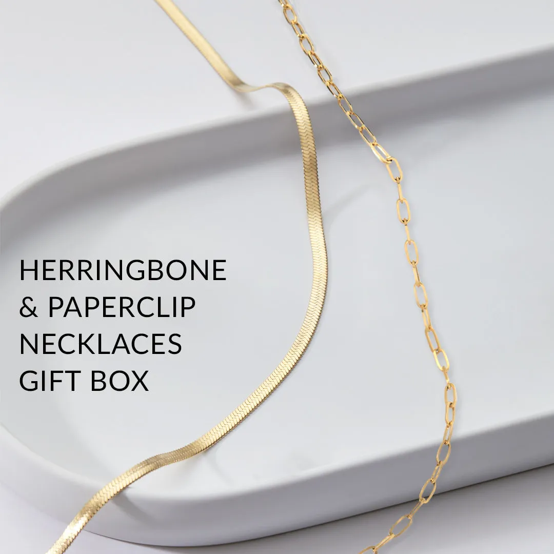 Herringbone & Paperclip Necklaces Gift Box