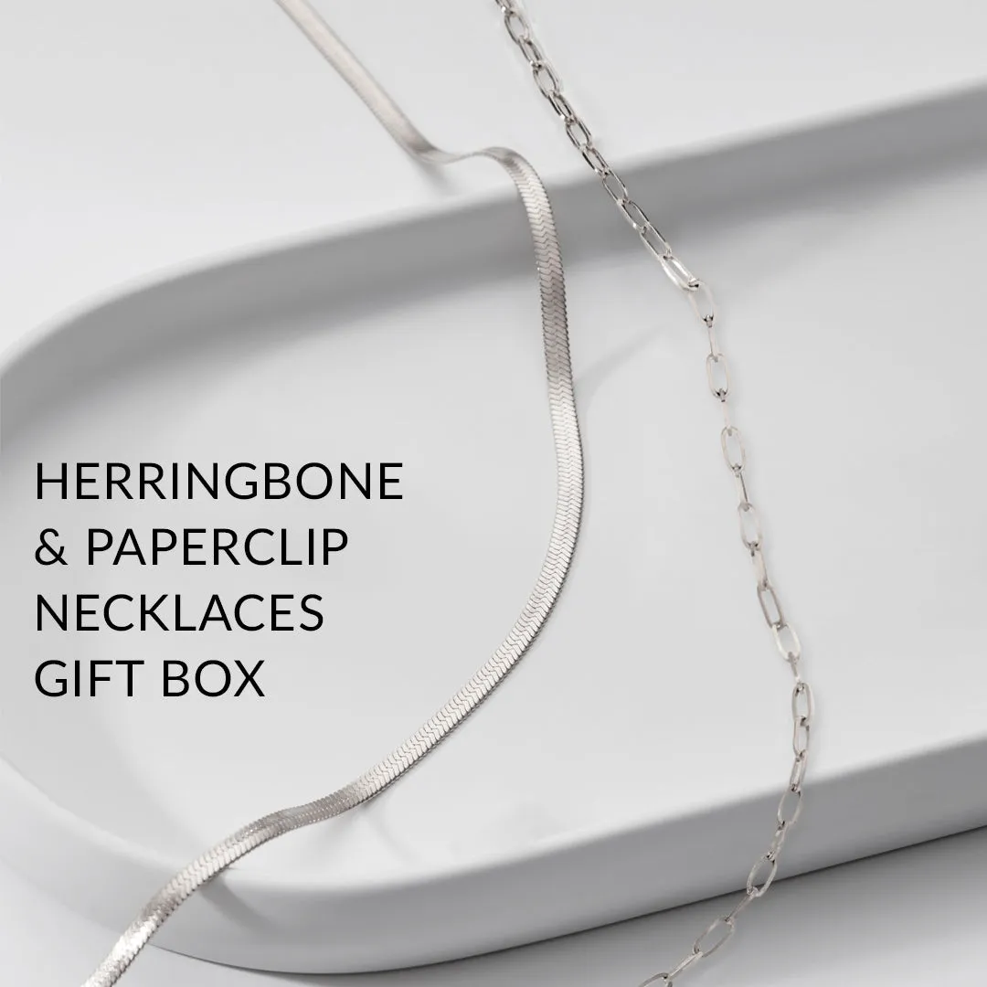 Herringbone & Paperclip Necklaces Gift Box