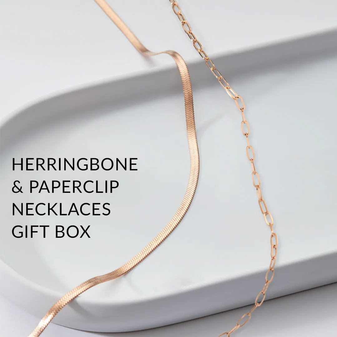 Herringbone & Paperclip Necklaces Gift Box