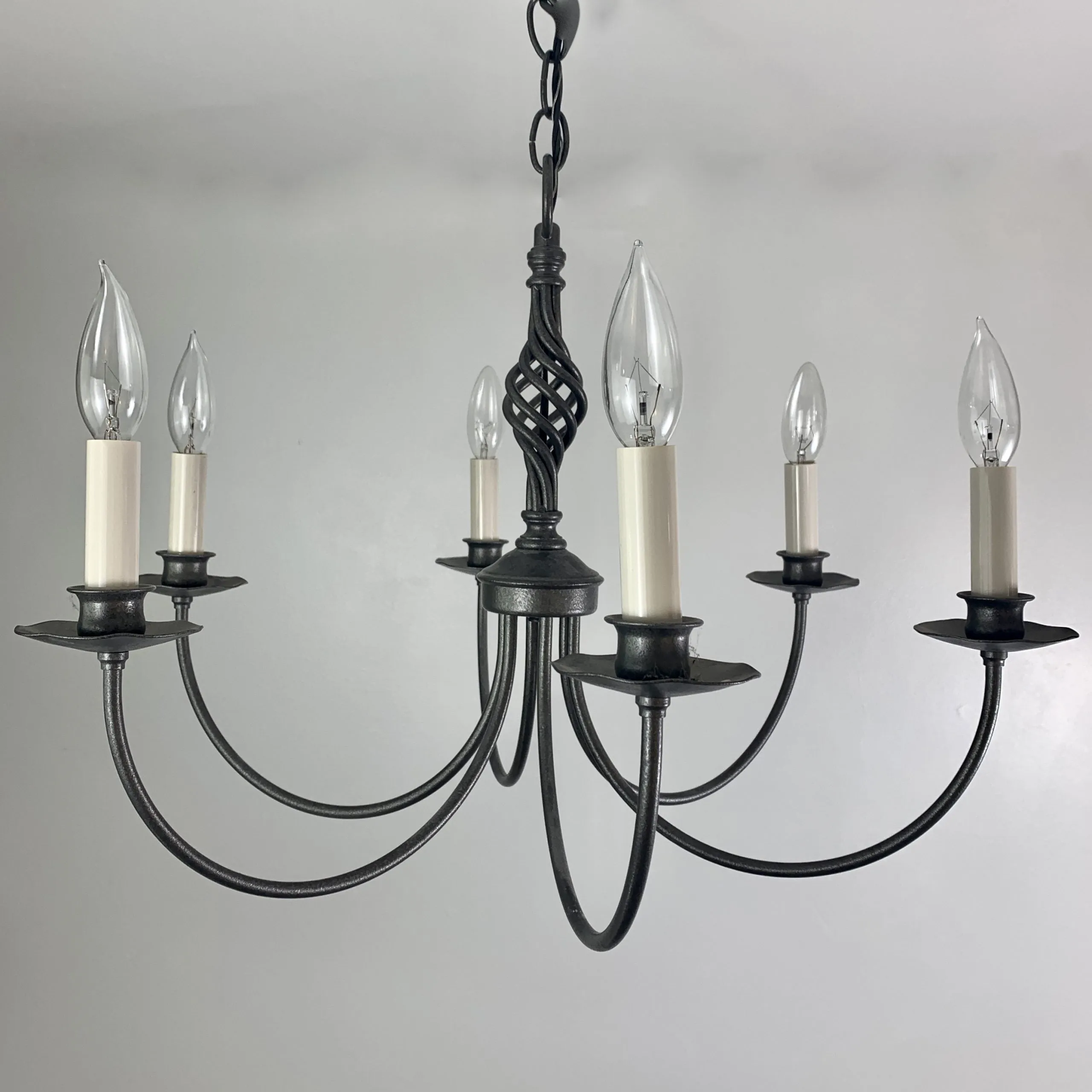 Hubbardton Chandelier, Six Light, Pewter Look
