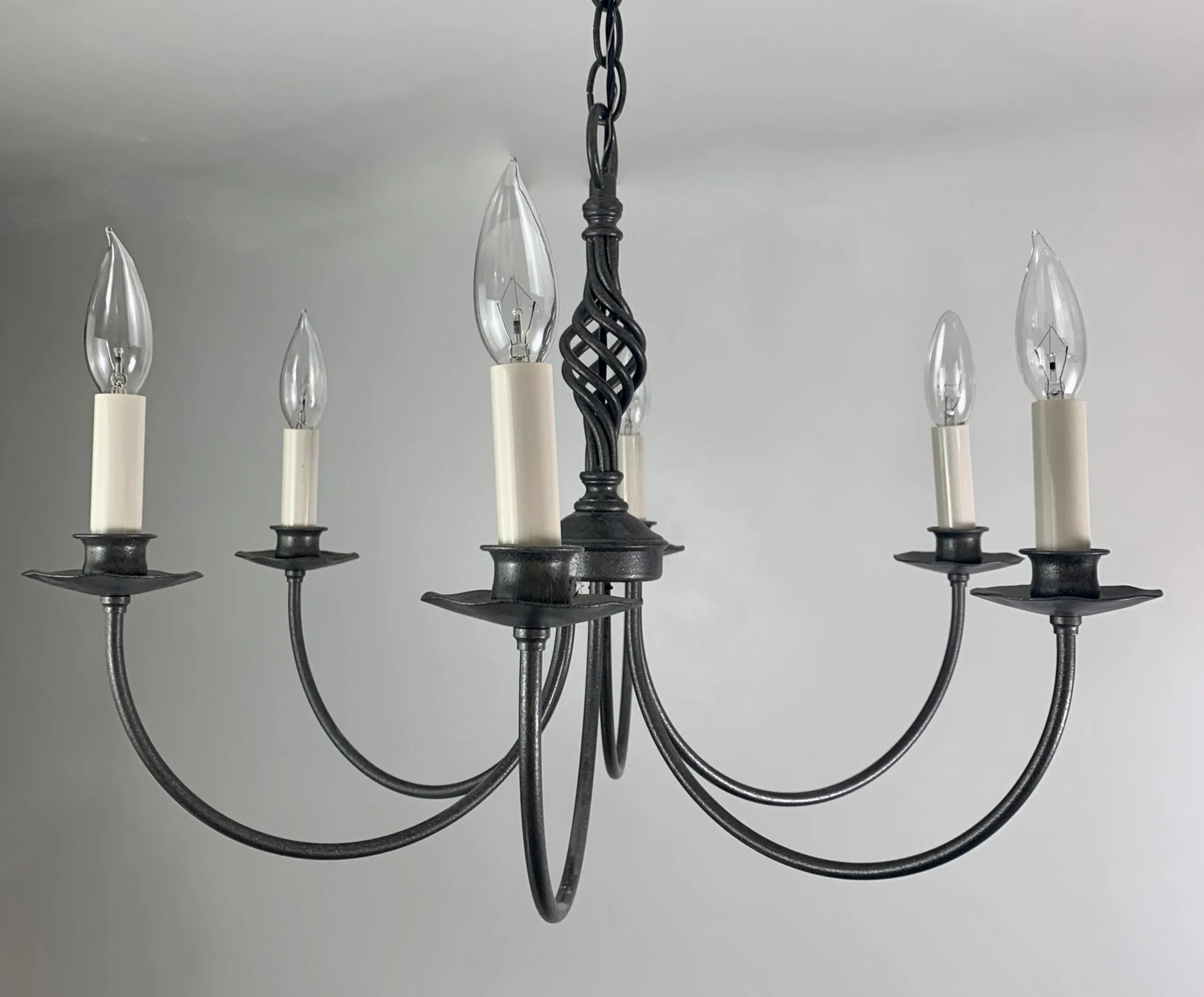 Hubbardton Chandelier, Six Light, Pewter Look