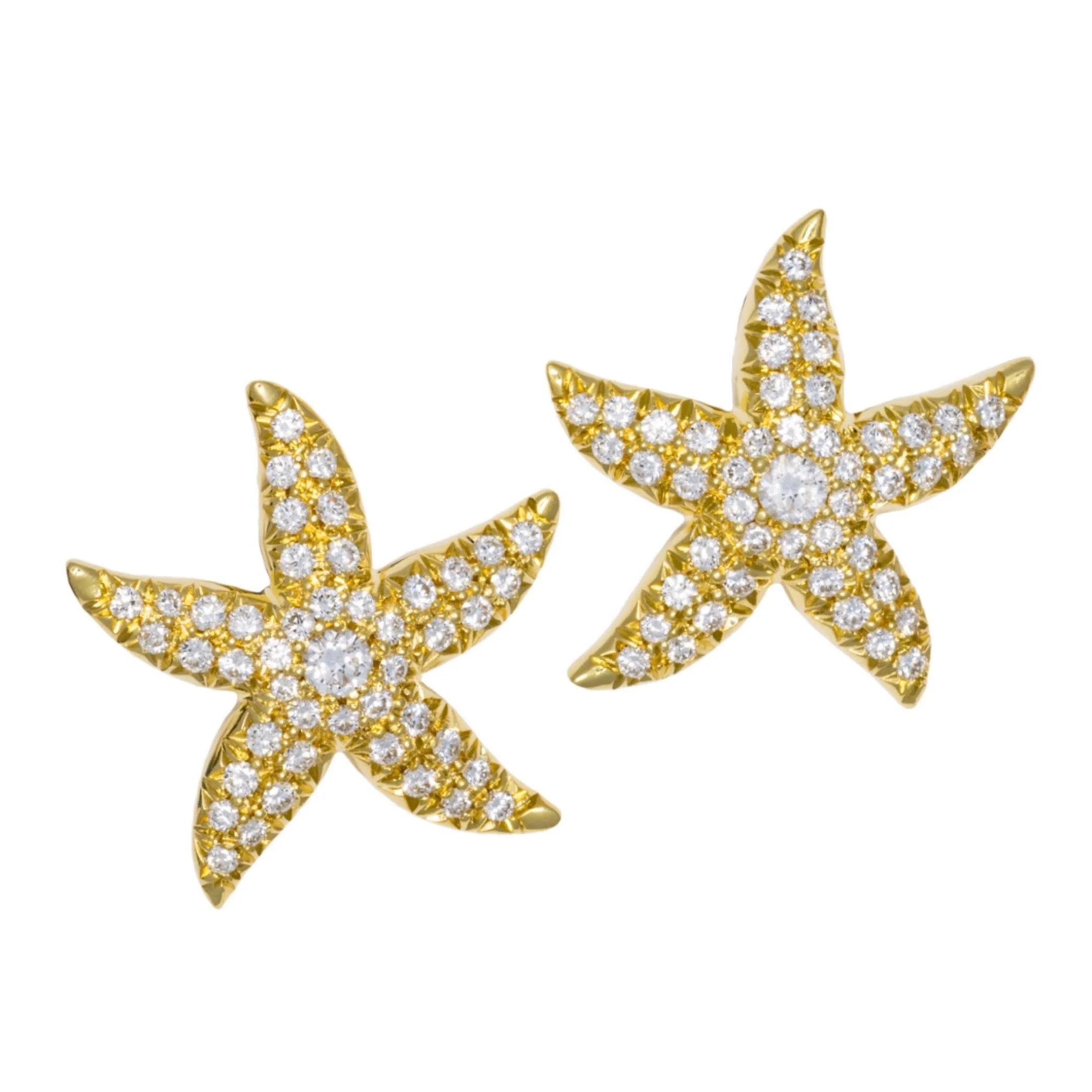 Large Diamond Starfish Earrings