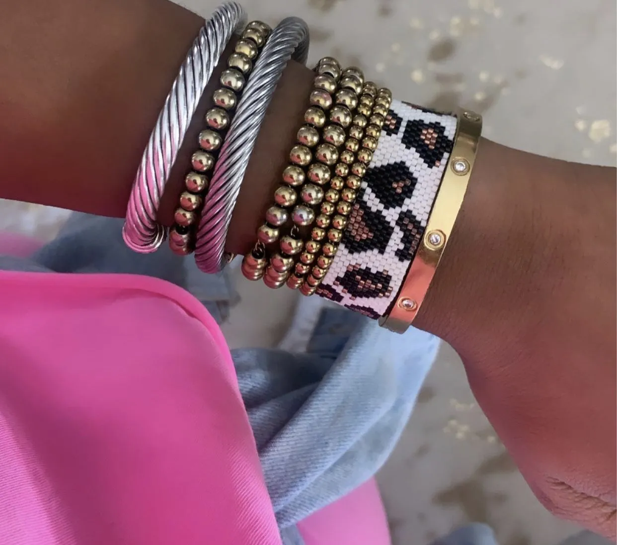 Leopard Beaded Adjustable Bracelets