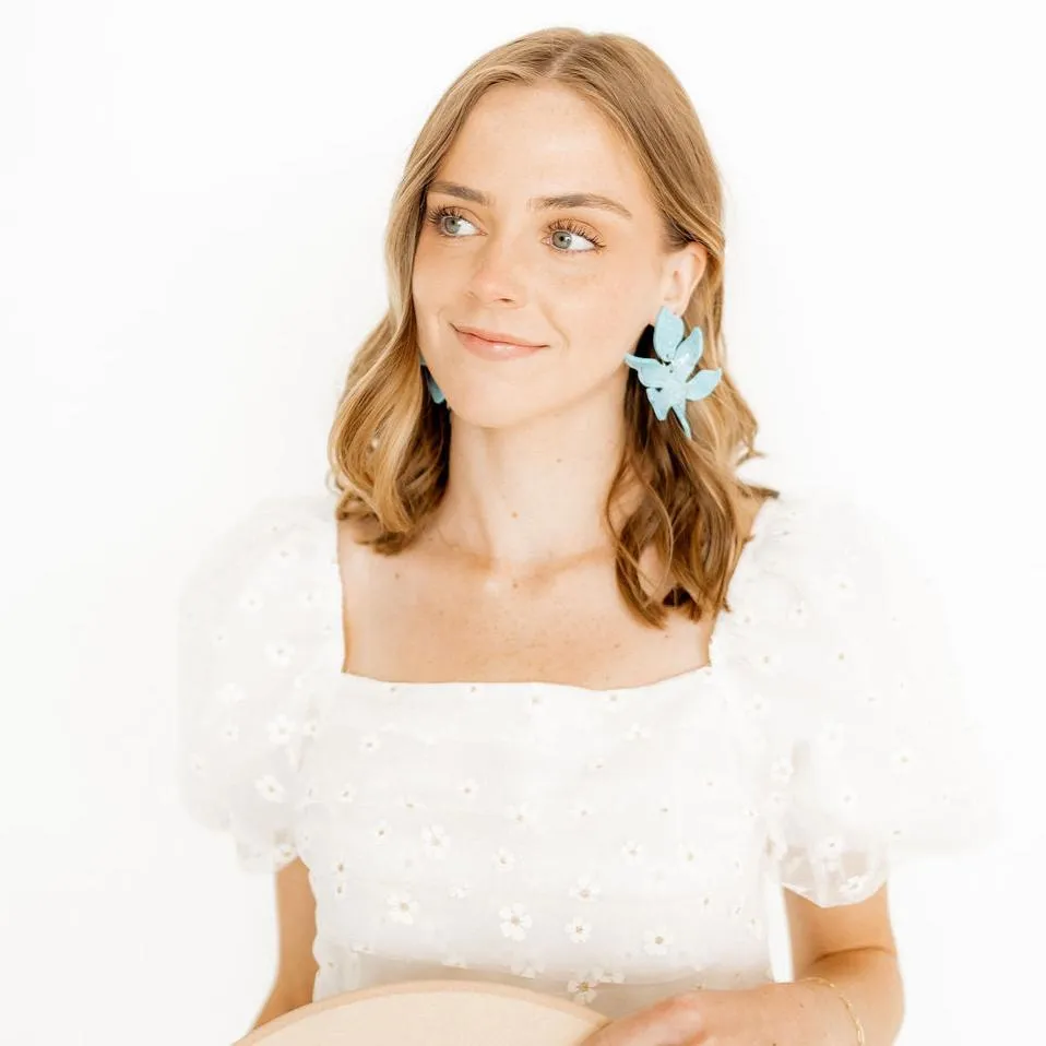 Linny Co | Flora Drop Earrings in Turquoise Blue