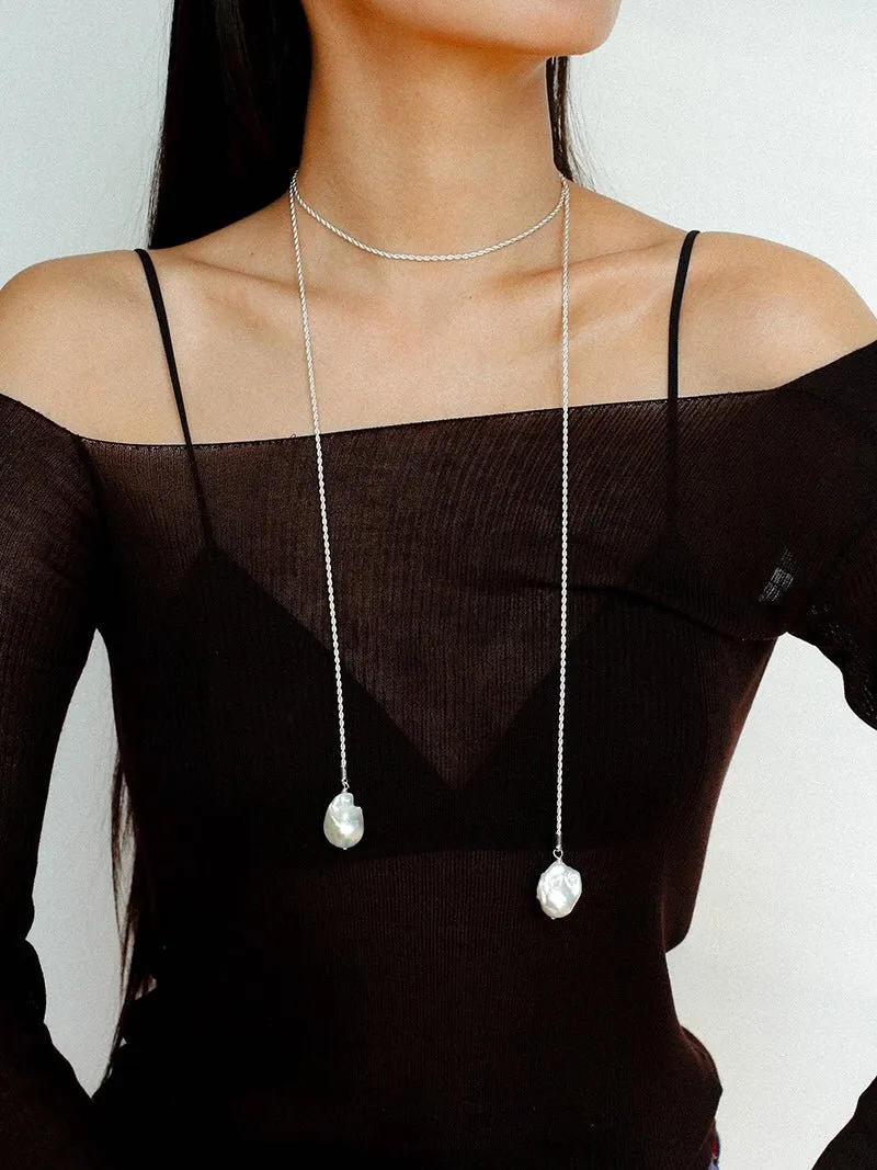 Long Twisted Chain Vintage Baroque Pendant Necklace
