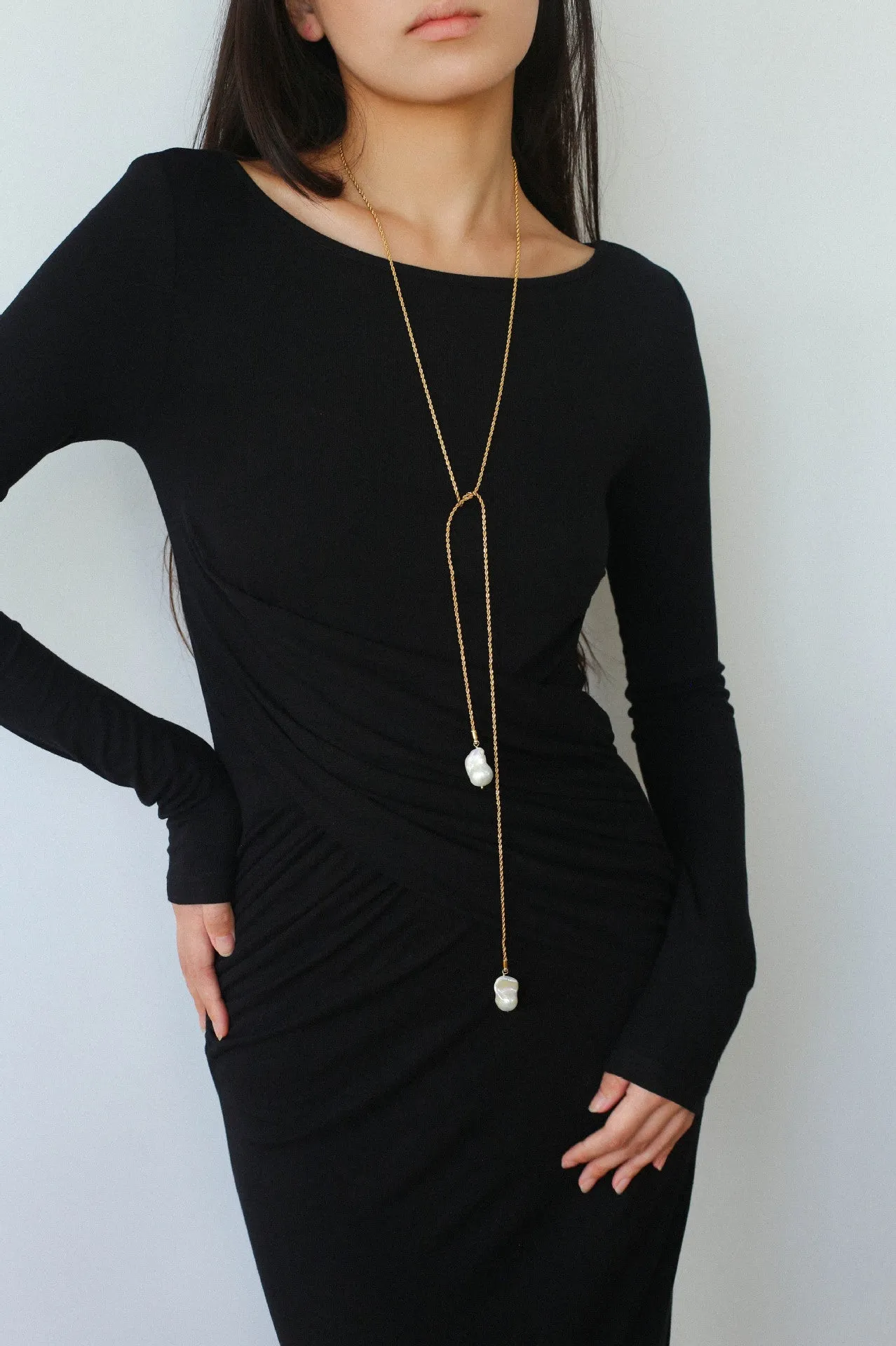 Long Twisted Chain Vintage Baroque Pendant Necklace
