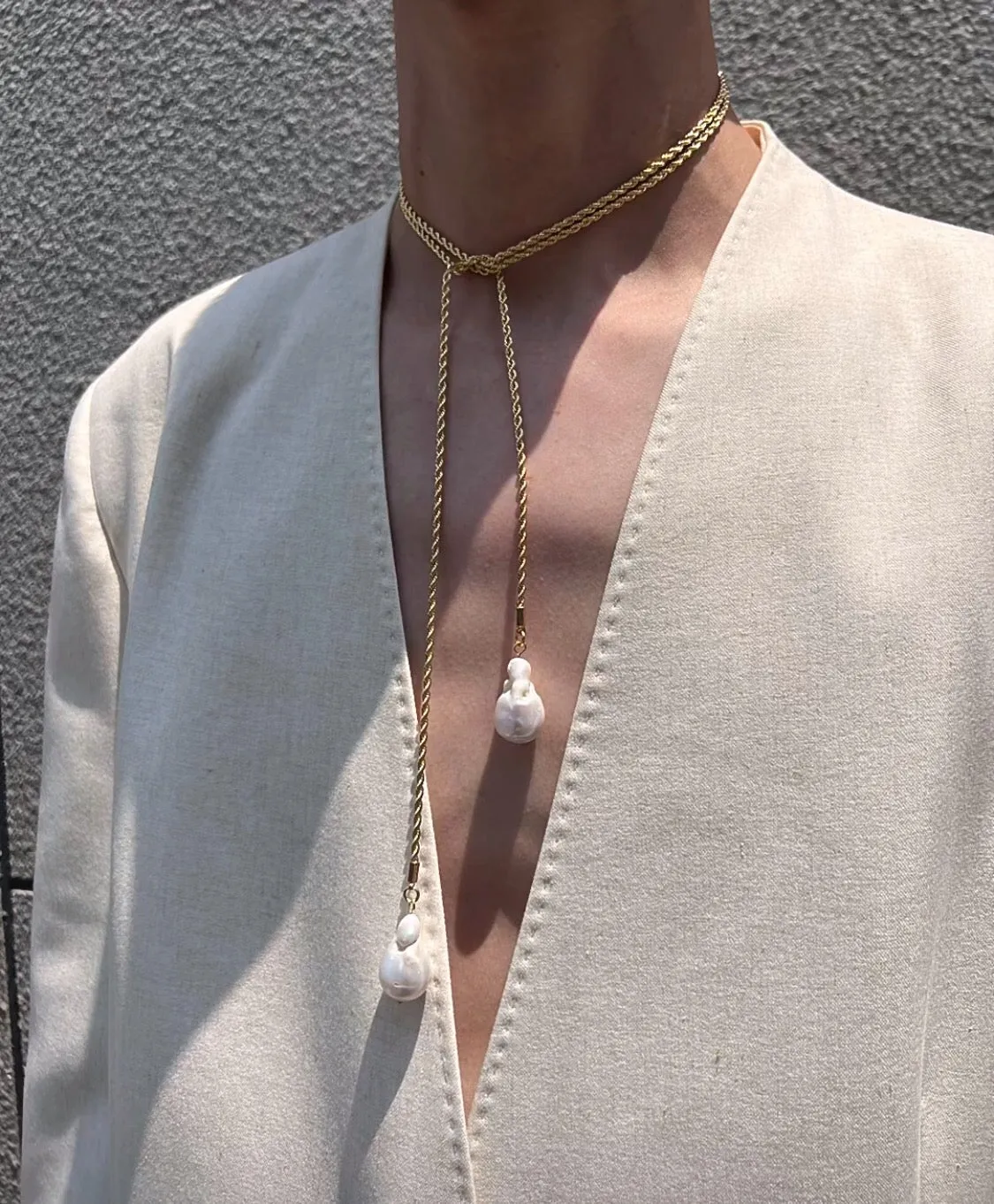 Long Twisted Chain Vintage Baroque Pendant Necklace