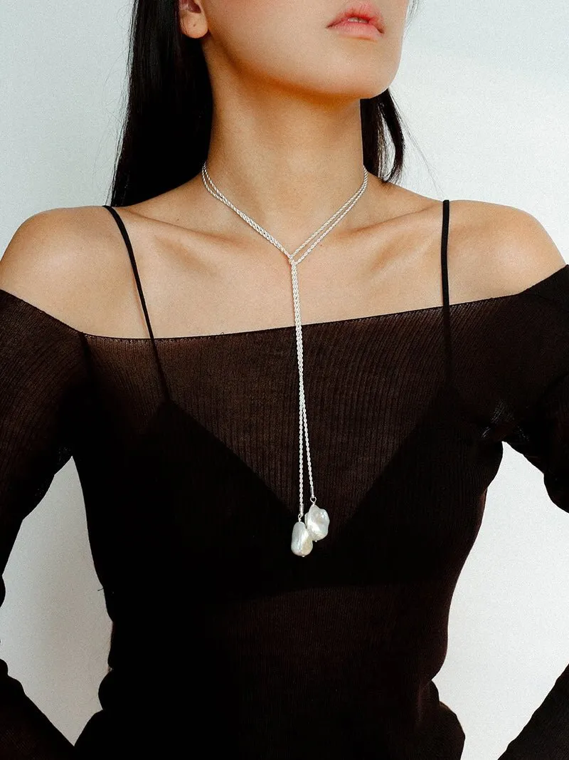 Long Twisted Chain Vintage Baroque Pendant Necklace