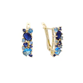 .Luxurious Colorful Cluster CZ earrings plated in 14K Gold, Rose Gold