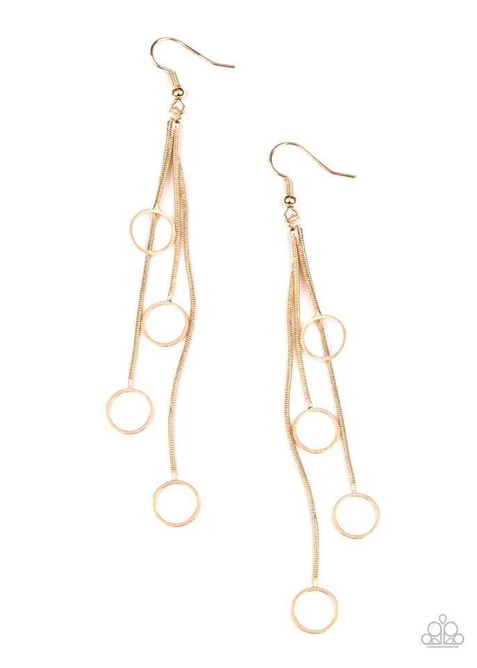 Paparazzi Earring ~ Full Swing Shimmer - Gold