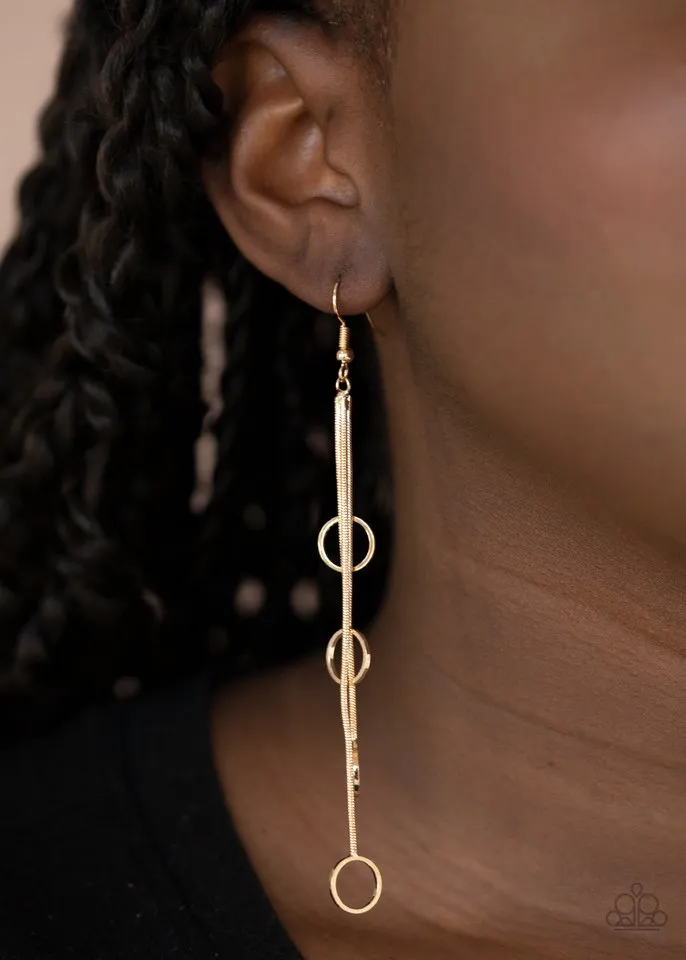 Paparazzi Earring ~ Full Swing Shimmer - Gold