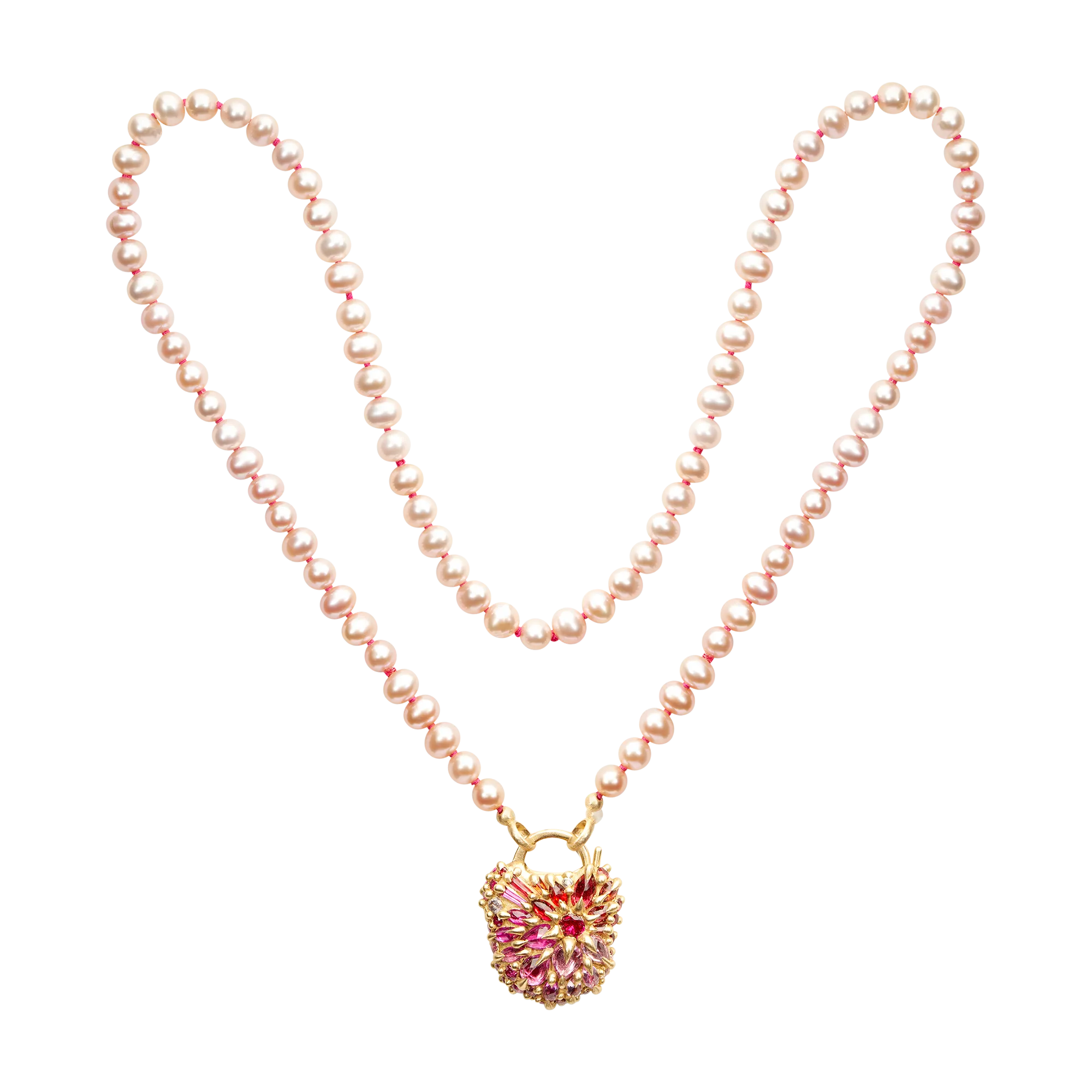 Petite Pink Round Seed Pearl Strand with Pink Silk - Made to Order
