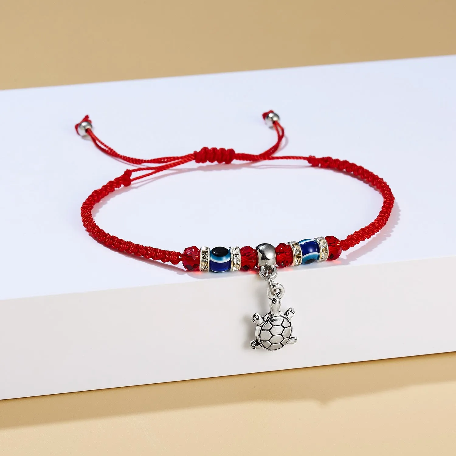 Red cord braided adjustable bracelet