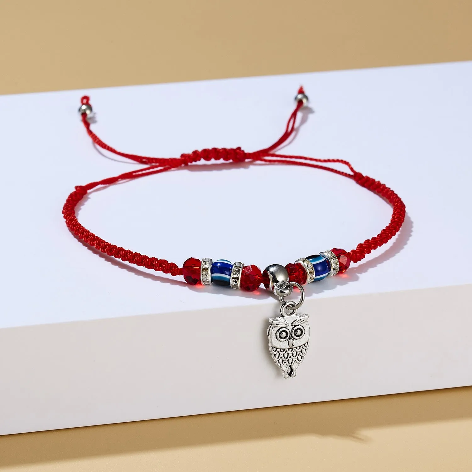Red cord braided adjustable bracelet