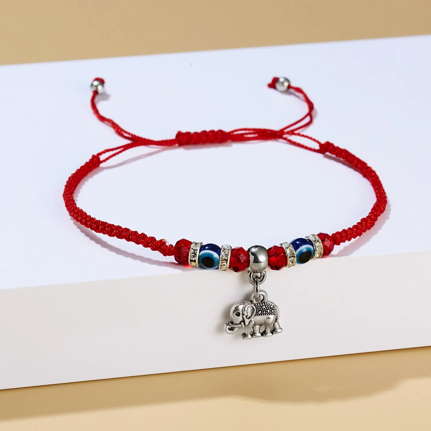 Red cord braided adjustable bracelet