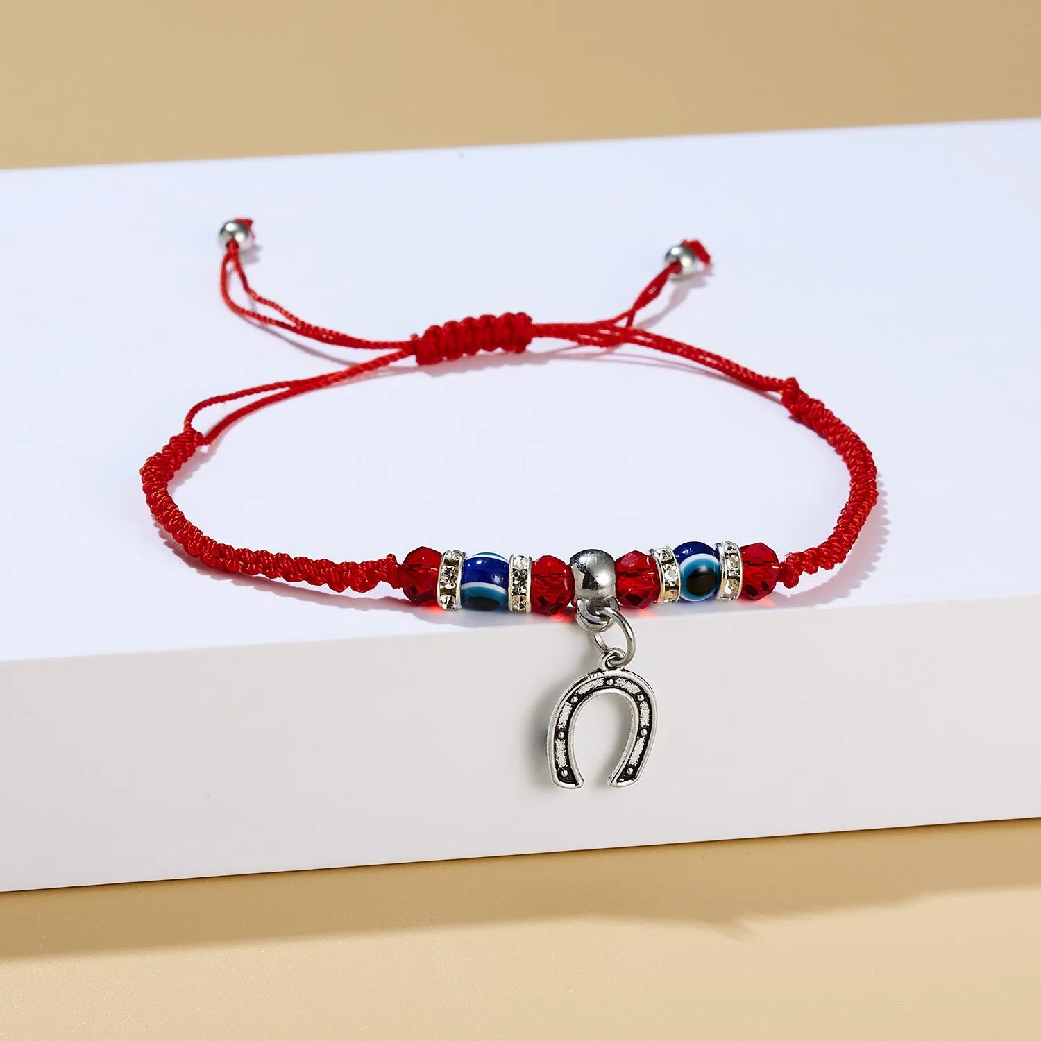Red cord braided adjustable bracelet