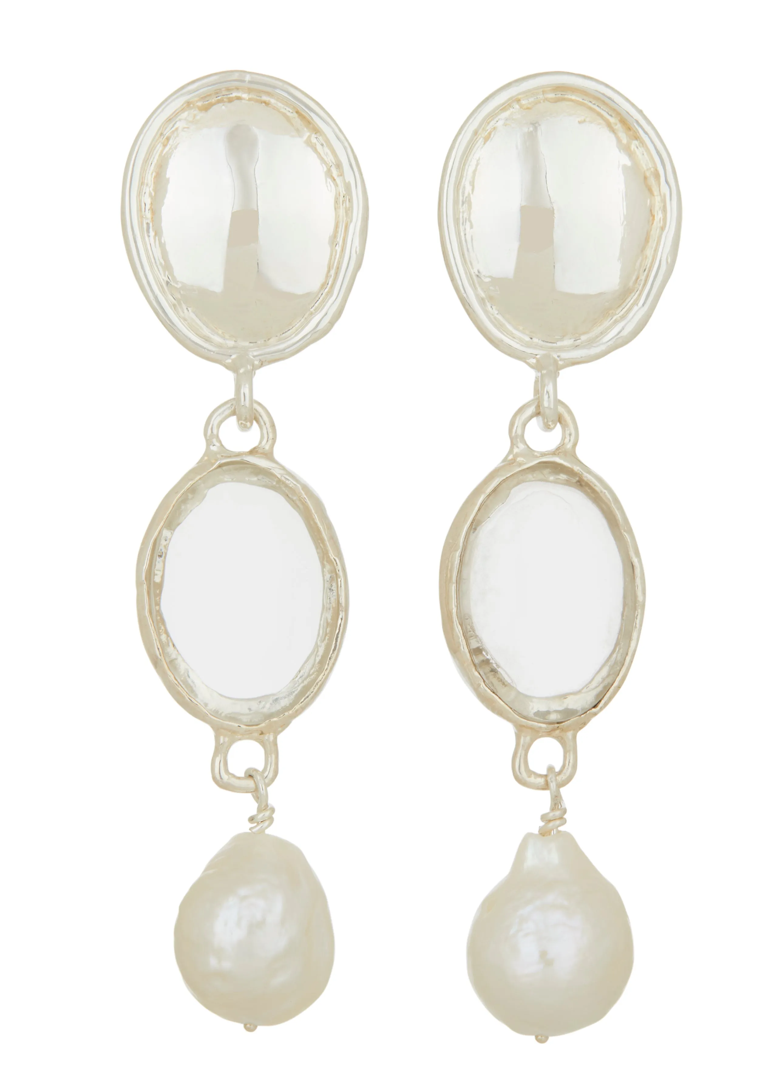 Sirena Earrings in Silver - Crystal