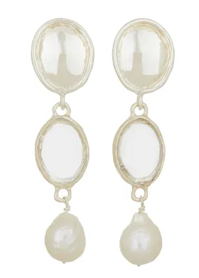 Sirena Earrings in Silver - Crystal