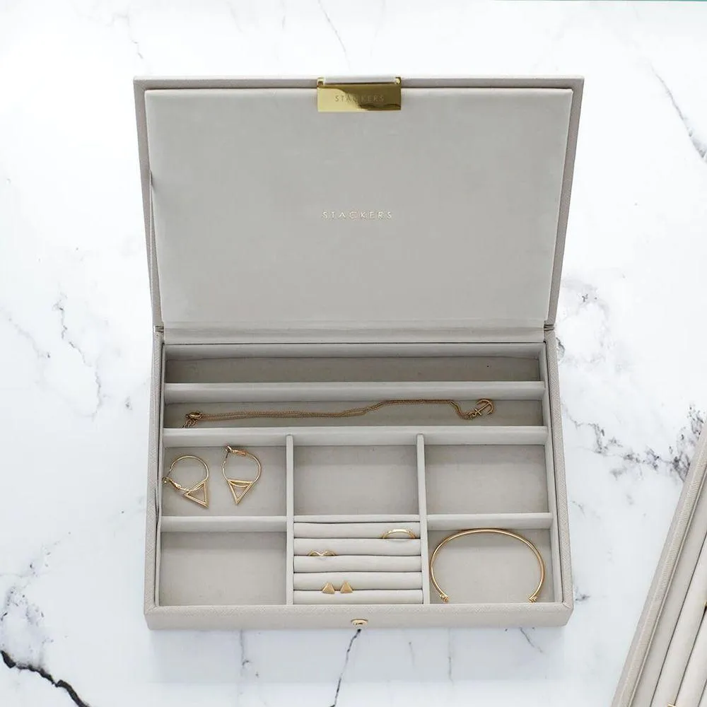 Stackers Classic Lidded Jewellery Box Taupe
