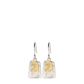 Sterling Silver & 10K Gold Flattened Double Square Earrings