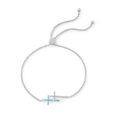 Sterling Silver Double Cross Bracelet