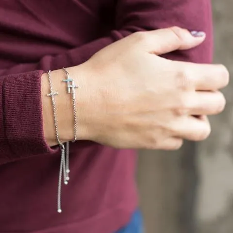 Sterling Silver Double Cross Bracelet