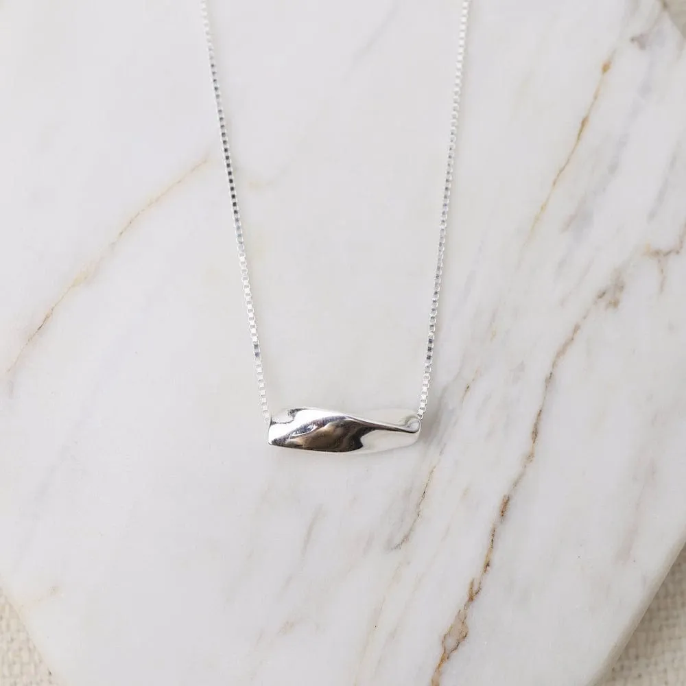 Sterling Silver Twisted Box Tube Necklace