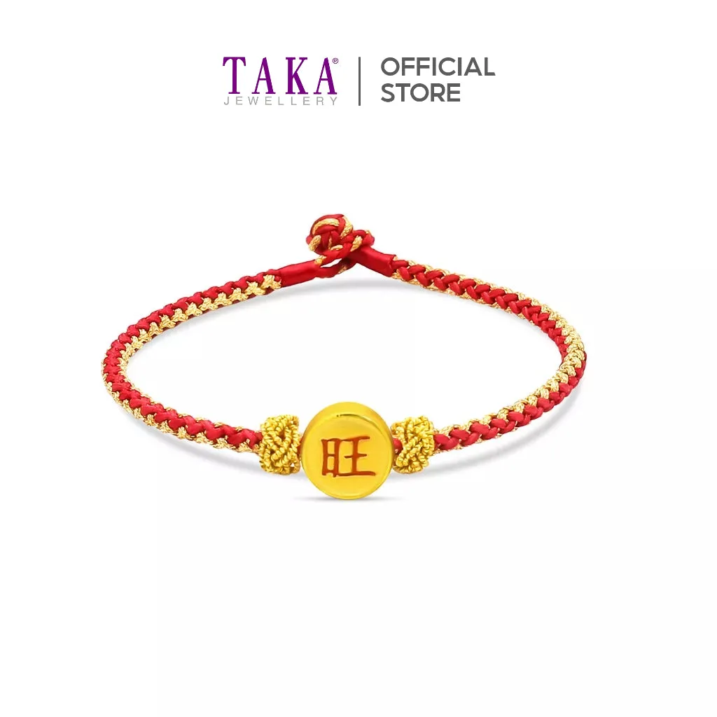 TAKA Jewellery 999 Gold Charm with Handmade Woven Bracelet