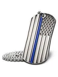 Thin Blue Line Dog Tag Necklace