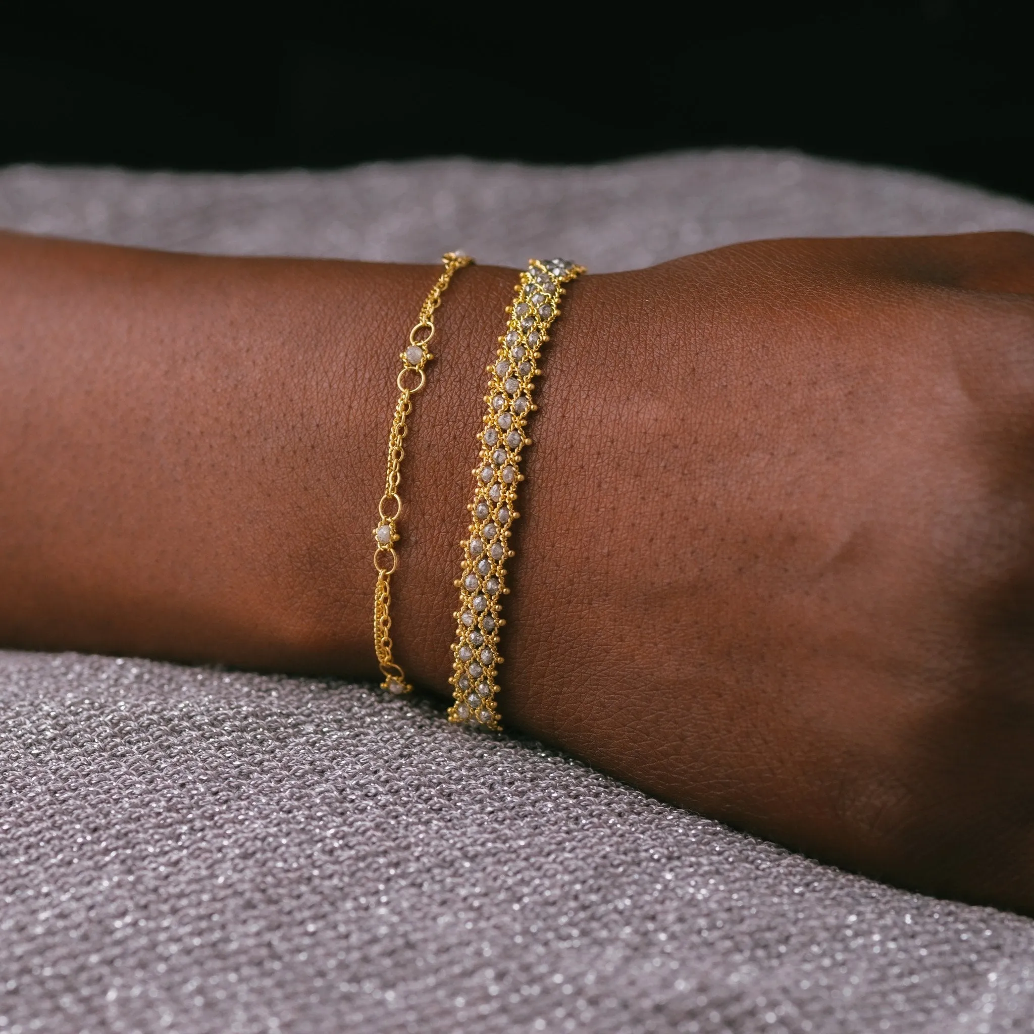 Whisper Chain Bracelet in Silver Diamond