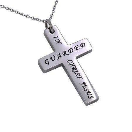 Women's Guarded In Christ Simplicity Cross Necklace - Phil 4:7